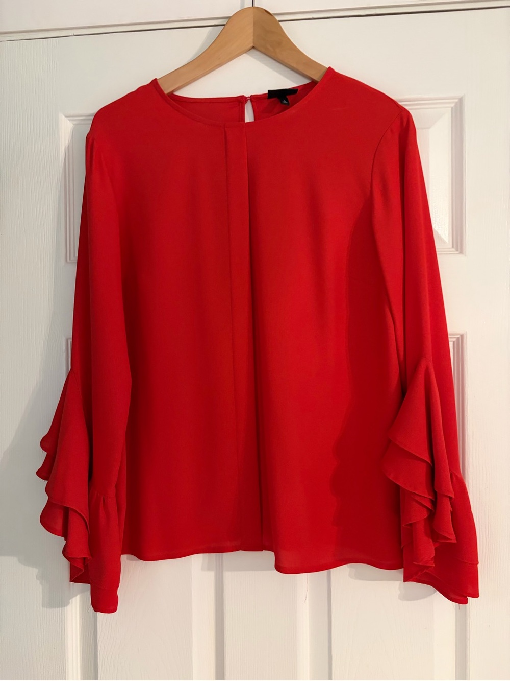 Women’s Red Ruffle Sleeve Blouse - WHO WHAT WEAR